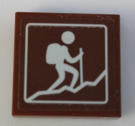 Tile 2 x 2 with Sign with Person Hiking up Mountain Pattern (Sticker) - Set 41339