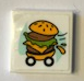 Tile 2 x 2 with Hamburger on Wheels Pattern (Sticker) - Set 41349