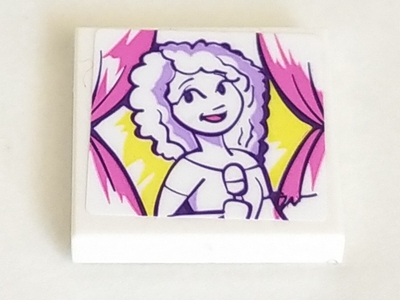 Tile 2 x 2 with Medium Lavender Portrait of Female Singer with Microphone and Dark Pink Curtains Pattern (Sticker) - Set 41332