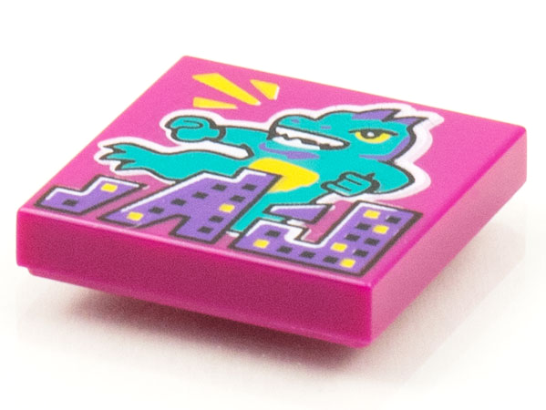 Tile 2 x 2 with BeatBit Album Cover - Dragon Monster Rampaging City Pattern