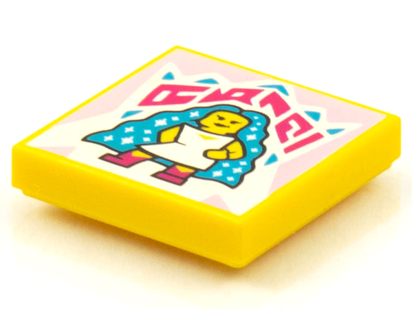 Tile 2 x 2 with BeatBit Album Cover - Minifigure with Long Dark Azure Hair with Sparkles Pattern