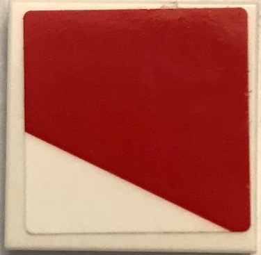 Tile 2 x 2 with Red Trapezoid Pattern Model Left Side (Sticker) - Set 76049