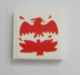 Tile 2 x 2 with Red Phoenix Pattern (Sticker) - Set 75980