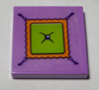 Tile 2 x 2 with Lime, Orange and Medium Lavender Cushion and Button Pattern (Sticker) - Set 41369