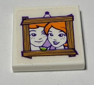 Tile 2 x 2 with Hanging Wooden Picture with Friends Characters Pattern (Sticker) - Set 41369