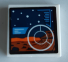 Tile 2 x 2 with Exploration Screen with Surface of Mars and Stars Pattern (Sticker) - Set 60226