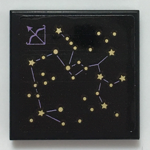 Tile 2 x 2 with Gold Star Constellation Pattern (Sticker) - Set 41196