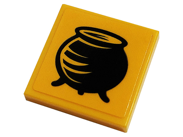 Tile 2 x 2 with Black Cauldron Pattern (Sticker) - Set 76383