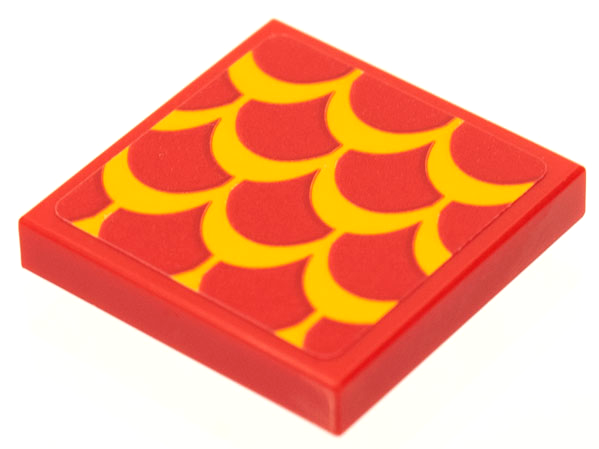 Tile 2 x 2 with Bright Light Orange Scales Pattern (Sticker) - Set 75550