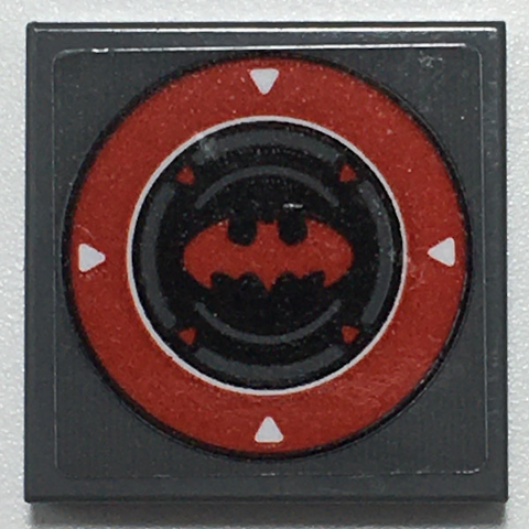Tile 2 x 2 with Red Batman Logo Inside Red Circle with 4 White Arrows Pattern (Sticker) - Set 70917