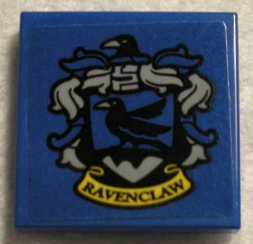 Tile 2 x 2 with HP 'RAVENCLAW' House Crest on Blue Background Pattern (Sticker) - Set 75956
