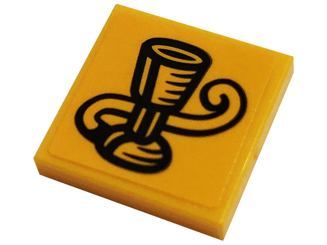 Tile 2 x 2 with Black Goblet and Tail Pattern (Sticker) - Set 76382