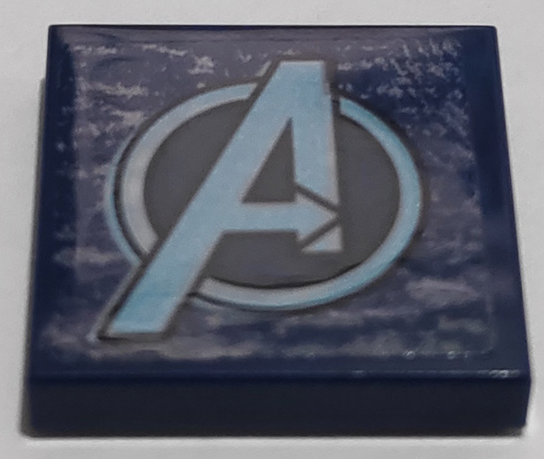 Tile 2 x 2 with Metallic Light Blue Avengers Logo on Transparent Background Pattern (Sticker) - Set 76153
