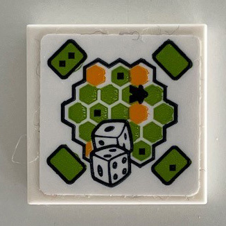 Tile 2 x 2 with Hexagonal Bright Light Orange and Lime Board Game and Dice Pattern (Sticker) - Set 41340