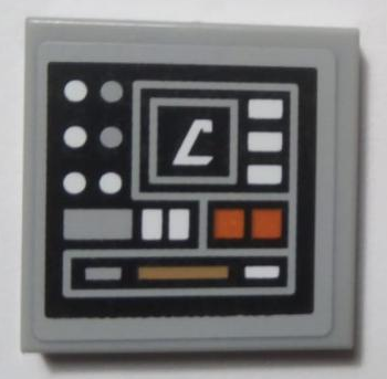 Tile 2 x 2 with SW Control Panel with Dark Orange, Dark Tan, Light Bluish Gray and White Dots and Rectangles Pattern Model Right Side (Sticker) - Set 75059