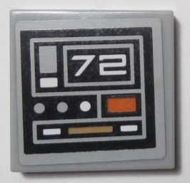 Tile 2 x 2 with SW Control Panel with Number 72, Dark Orange, Dark Tan, Light Bluish Gray and White Dots and Rectangles Pattern Model Left Side (Sticker) - Set 75059