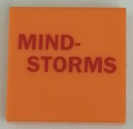 Tile 2 x 2 with Dark Red 'MIND-STORMS' Pattern