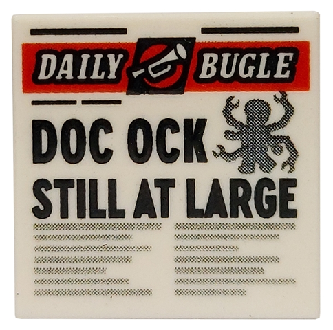 Tile 2 x 2 with Newspaper 'DAILY BUGLE' and 'DOC OCK STILL AT LARGE' Pattern