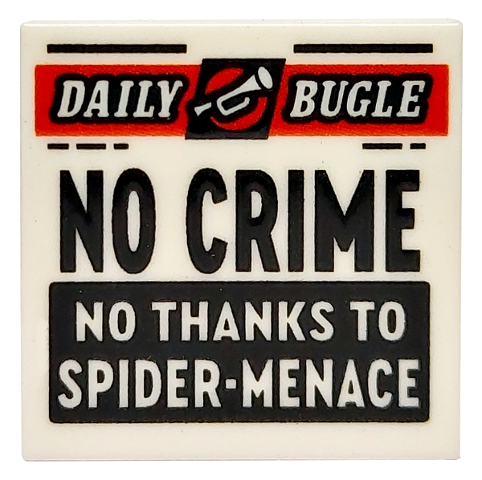 Tile 2 x 2 with Newspaper 'DAILY BUGLE' and 'NO CRIME NO THANKS TO SPIDER-MENACE' Pattern