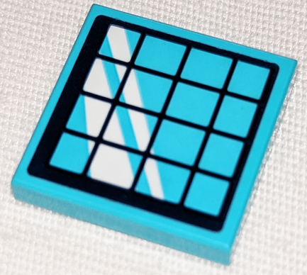 Tile 2 x 2 with Dark Blue and Medium Azure Solar Panel Pattern (Sticker) - Set 41347