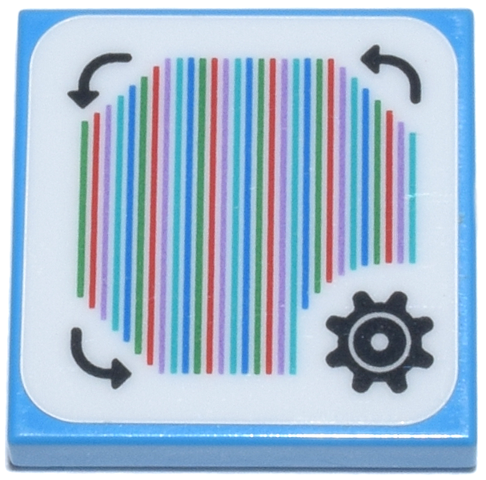 Tile 2 x 2 with Super Mario Scanner Code Customization Time Block, Gear and Curved Arrows, Round Corner Pattern (Sticker) - Sets 71380 / 71434