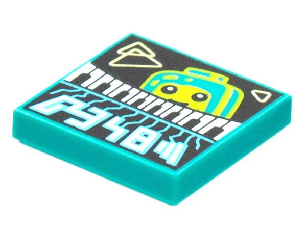 Tile 2 x 2 with BeatBit Album Cover - Lime Minifigure Looking Over Keyboard Pattern