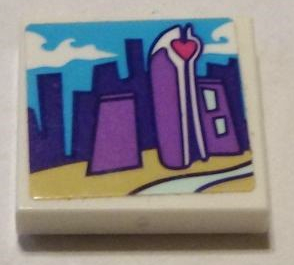 Tile 2 x 2 with City Skyline with Buildings Pattern (Sticker) - Set 41336