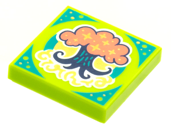 Tile 2 x 2 with BeatBit Album Cover - Coral and Dark Blue Tree Pattern