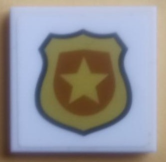 Tile 2 x 2 with Gold Police Badge with Black Outline Pattern (Sticker) - Set 60209