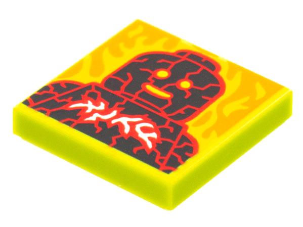 Tile 2 x 2 with BeatBit Album Cover - Lava Minifigure with Cracks and Fire Pattern