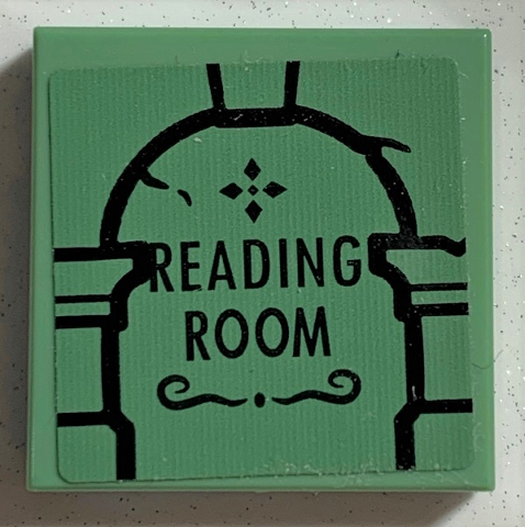 Tile 2 x 2 with Black Archway and 'READING ROOM' Pattern (Sticker) - Set 75978