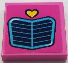 Tile 2 x 2 with Vehicle Grille and Bright Light Orange Heart Pattern (Sticker) - Set 41430