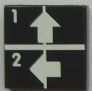 Tile 2 x 2 with White Arrows Up and Left, Numbers 1 and 2 Pattern (Sticker) - Set 8094