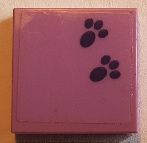Tile 2 x 2 with Dark Purple Paw Prints Pattern (Sticker) - Set 41369