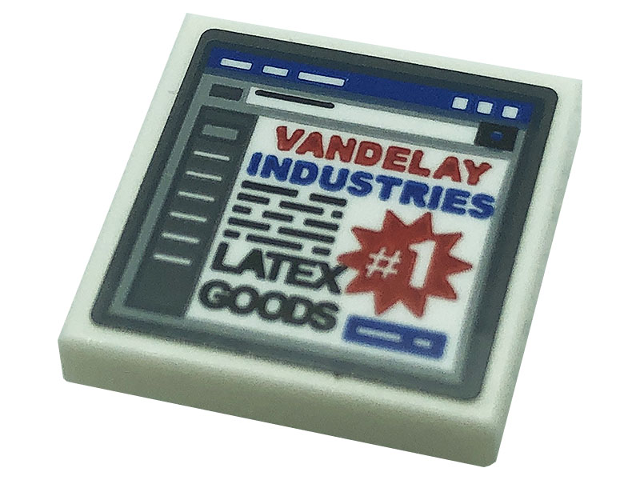 Tile 2 x 2 with Monitor, 'VANDELAY INDUSTRIES', 'LATEX GOODS', and Number 1 Pattern (Sticker) - Set 21328