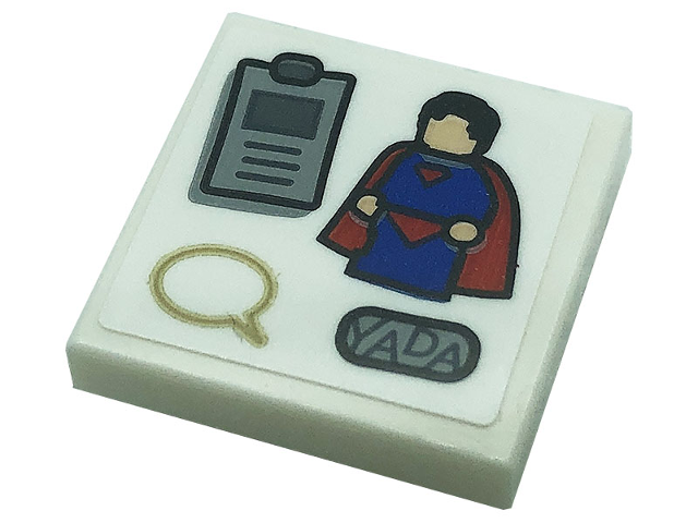 Tile 2 x 2 with Magnets, 'YADA', Superman Minifigure, and Speech Bubble Pattern (Sticker) - Set 21328