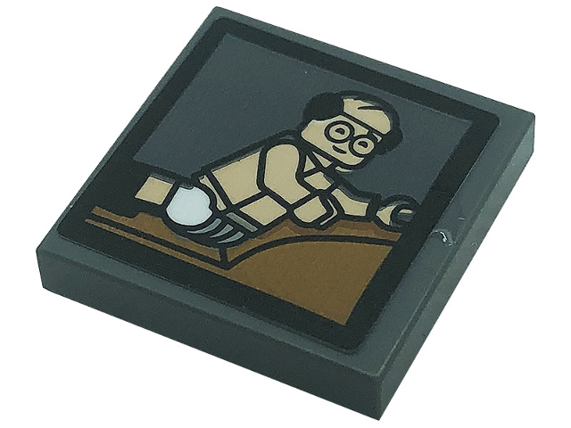 Tile 2 x 2 with George Louis Costanza Minifigure Posing in Underwear Pattern (Sticker) - Set 21328