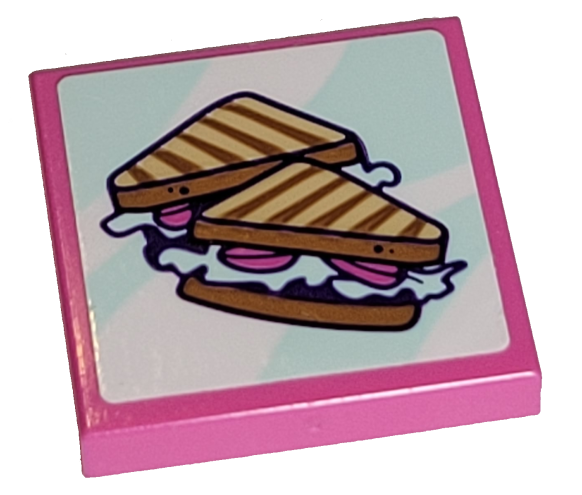Tile 2 x 2 with Grilled Sandwiches Pattern (Sticker) - Set 41336