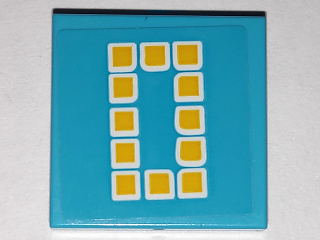 Tile 2 x 2 with Yellow Digital Number 0 Pattern (Sticker) - Set 41338