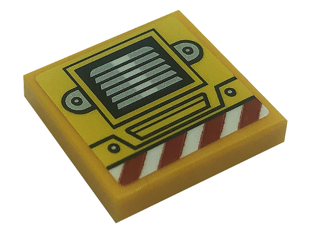Tile 2 x 2 with Silver Air Vent and Red and White Danger Stripes Pattern (Sticker) - Set 80008