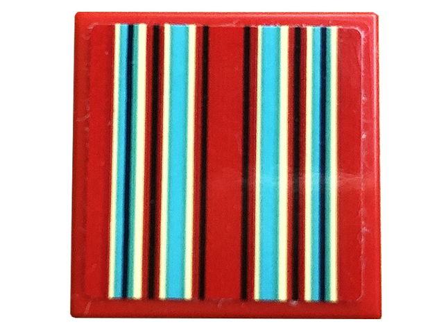 Tile 2 x 2 with Black, White and Medium Azure Stripes Pattern (Sticker) - Set 10279