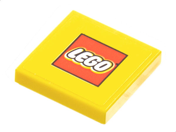 Tile 2 x 2 with Small LEGO Logo on Yellow Background Pattern (Sticker) - Set 80108