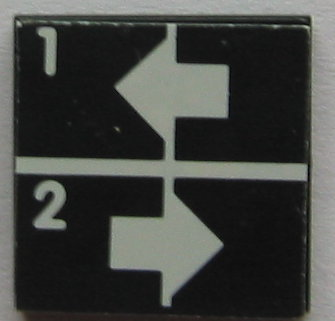 Tile 2 x 2 with White Arrows Left and Right, Numbers 1 and 2 Pattern (Sticker) - Set 8094