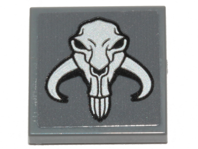 Tile 2 x 2 with Mythosaur Skull (SW Mandalorian Isignia) Pattern (Sticker) - Set 75319