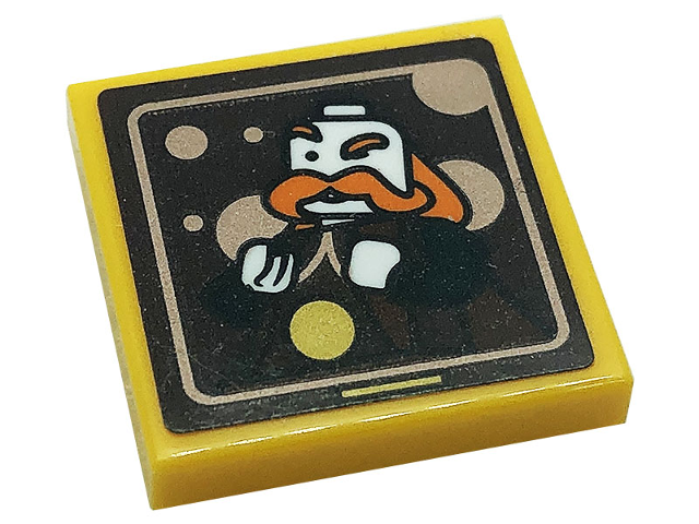 Tile 2 x 2 with Reddish Brown Picture with Minifigure with White Head and Orange Beard Pattern (Sticker) - Set 76388