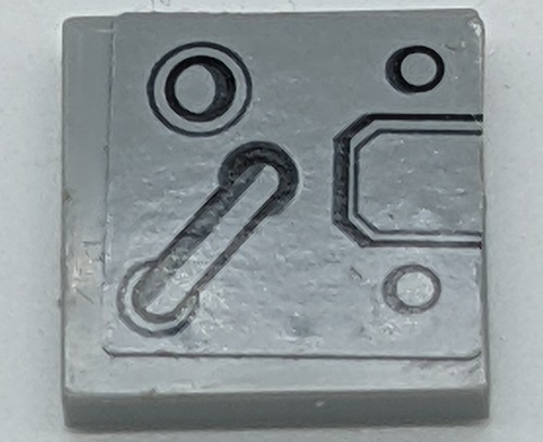 Tile 2 x 2 with Black and Dark Bluish Gray Circles, Pipe and Hull Plate Pattern (Sticker) - Set 75201