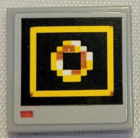 Tile 2 x 2 with Pixelated Circle in Yellow Square on Black Background Pattern (Sticker) - Set 21331 (Sonic the Hedgehog Super Ring Video Monitor)