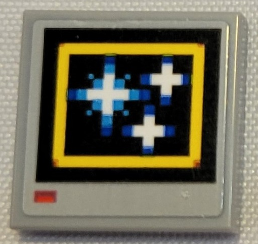 Tile 2 x 2 with Pixelated Stars in Yellow Square on Black Background Pattern (Sticker) - Set 21331 (Sonic the Hedgehog Invincible Video Monitor)