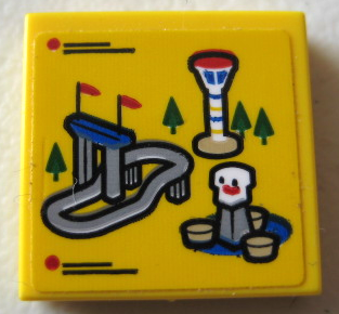 Tile 2 x 2 with Legoland Park Map with Roller Coaster and Control Tower Pattern (Sticker) - Set 40346
