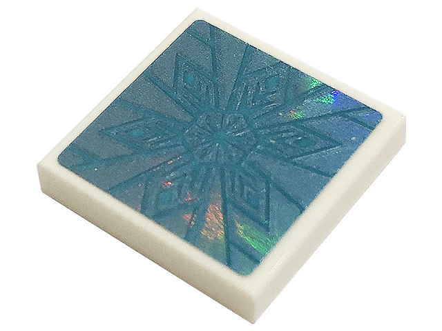 Tile 2 x 2 with Metallic Light Blue Snowflake Pattern (Sticker) - Set 43197
